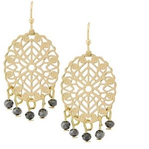 Gold Metal & Blue Crystal Earrings