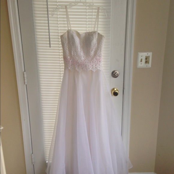 Prom gown or wedding dress with pink sash