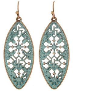 Antique Teal Dangle Earrings