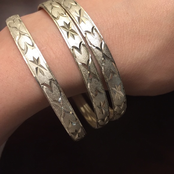 Silver bangle bracelets