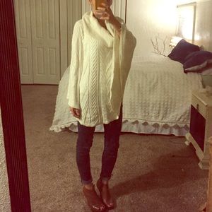 Cable knit poncho