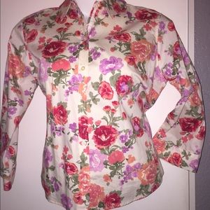 Liz Claiborne Crazy Horse floral 3/4 sleeve blouse