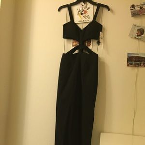 Black long sexy cutout dress