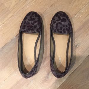 Faux Pony Hair Leopard Print Flats, size 7