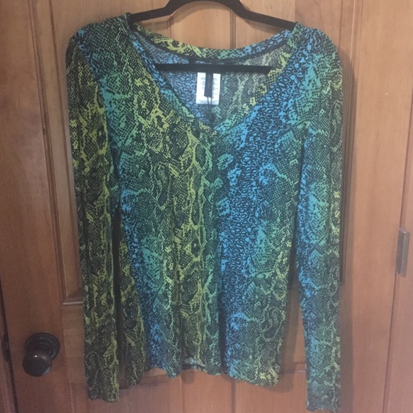 BCBG Snakeskin Vneck Top