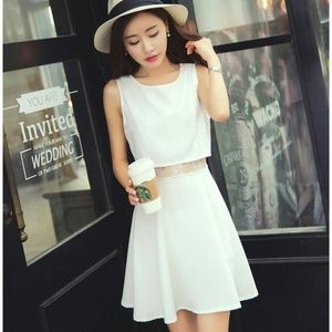 White Mock Two-Piece Sleeveless Dress