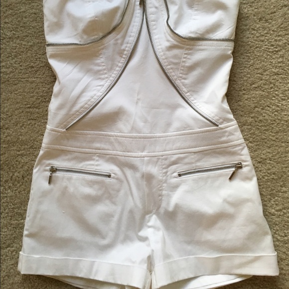 Bebe White Zipper Detail Jumpsuit Shorts