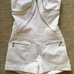 Bebe White Zipper Detail Jumpsuit Shorts