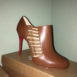 Louboutin Safety 100 Calf Tabacco Ankle Booties 38
