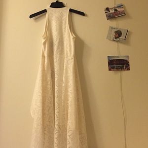 Cream long hi-low dress