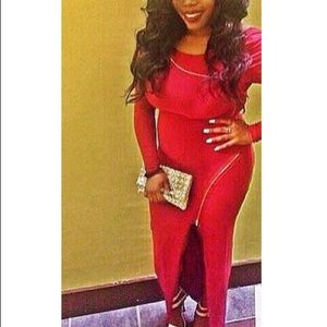 Burgundy Sexy Split Maxi Dress