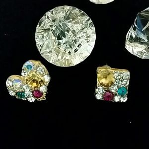 NWOT heart and square stud pair
