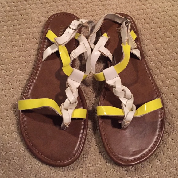 White and yellow sandals by Report