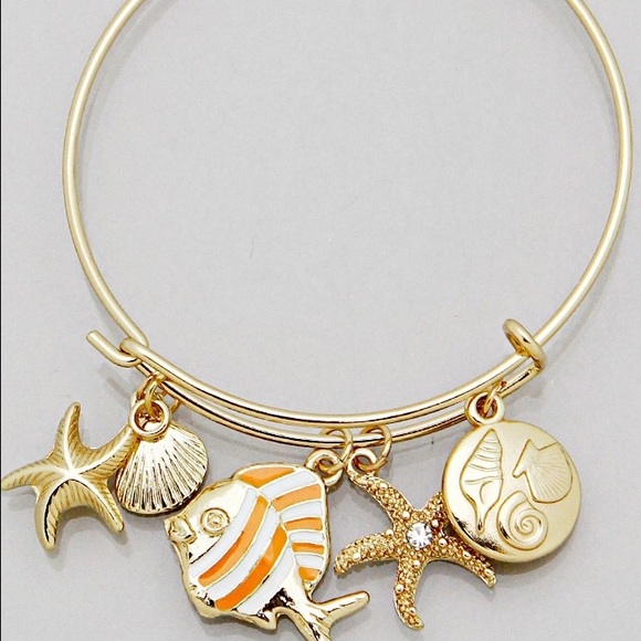 Starfish shell fish sea theme bracelet - Picture 2 of 2