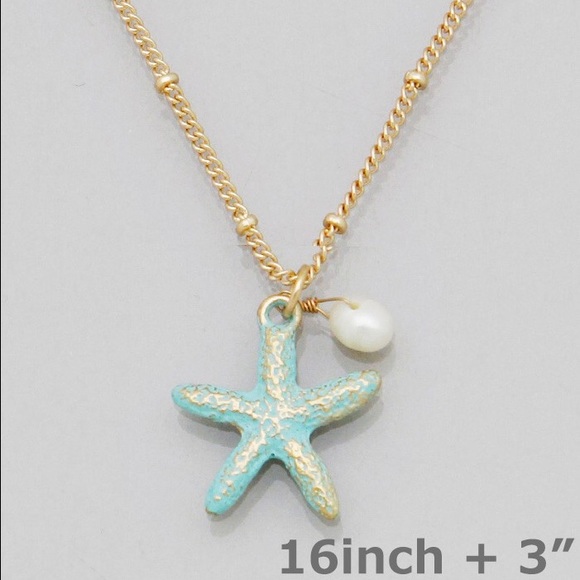 Mint starfish necklace - Picture 2 of 3