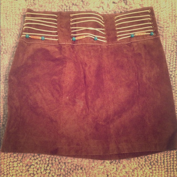 Brown Boho Suede Skirt