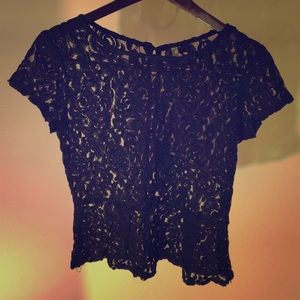 Black Lace Peplum Blouse
