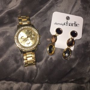 Charming Charlie's watch and earrings