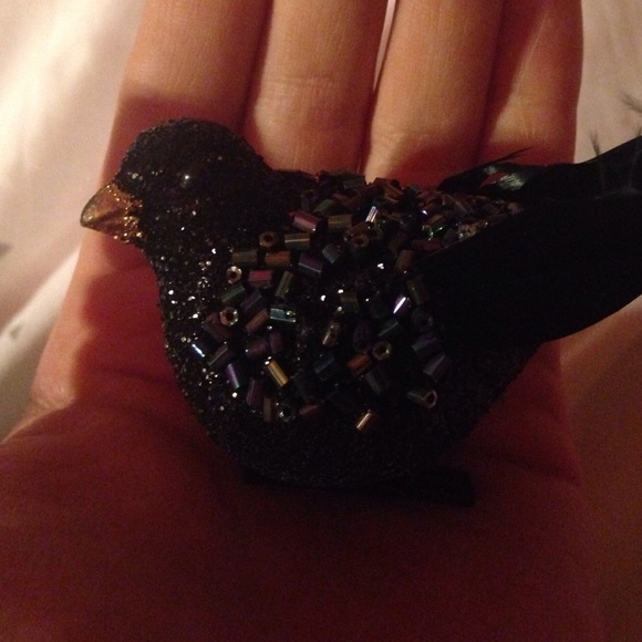 Black feather bird ornament