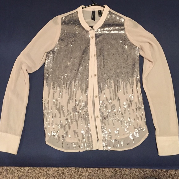 BKE boutique button up sequence shirt