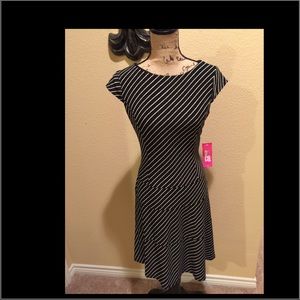 Cute Soft Fabric Black and White Stripe Dress❤️