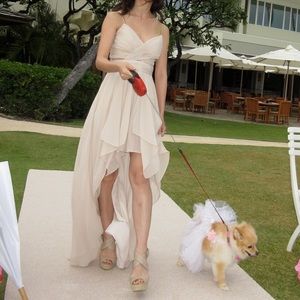 Beige High Low Dress