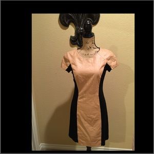 Vakko tan lamb skin leather and black dress💥