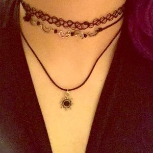 Sun and moon choker necklace