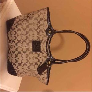 Coach Jacquard Brown Bleeker Signature tote
