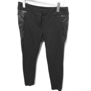 Cropped pants with leather detail