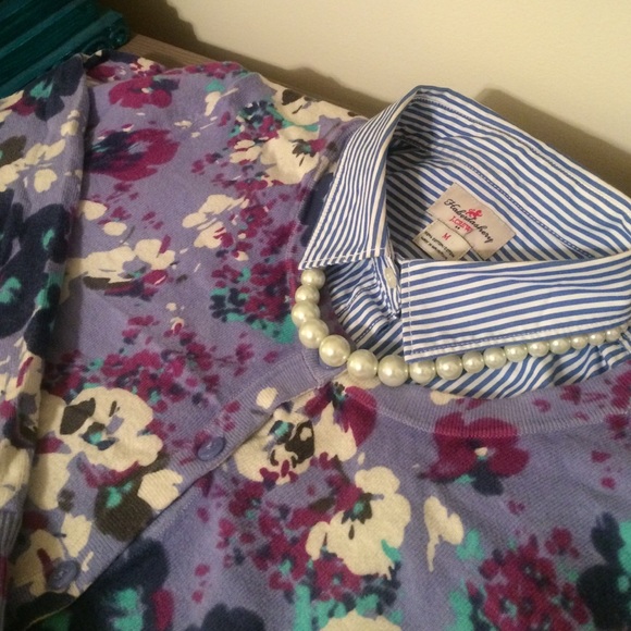 Sold 🚫Merona floral sky blue cardigan medium m
