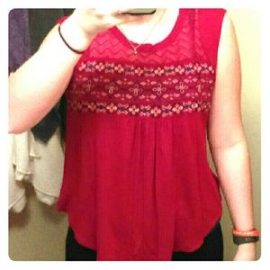 Red Top with Colorful Details