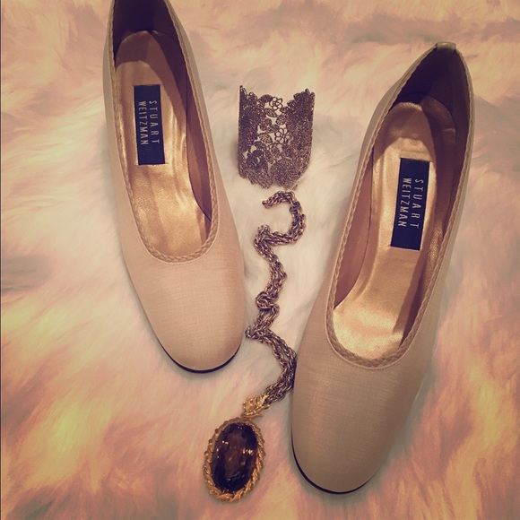Vintage Stuart Weitzman silk Pumps Block Heel