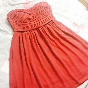 Tobi Coral Pink Exposed Zip Strapless Dress