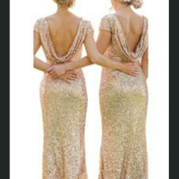 Champaign Gold Sequined Maxi Dress