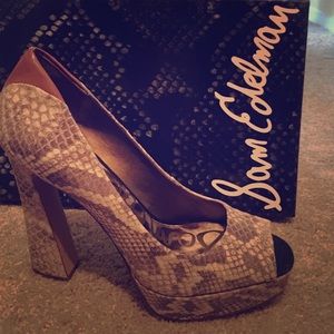 Sam Edelman leather wide heel stilleto