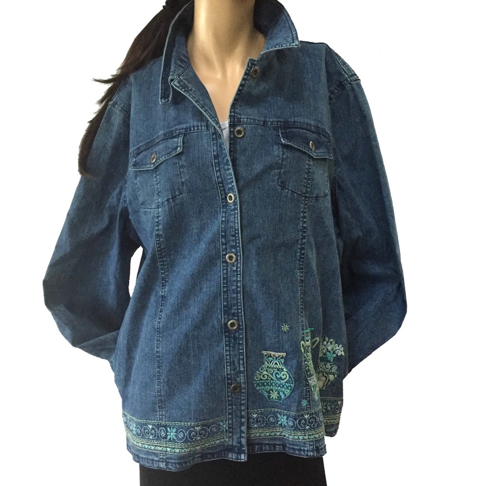 Embellished Alfred Dunner denim shirt jean jacket