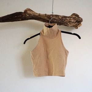 American Apparel Nude Cropped Turtleneck