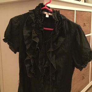 Ruffled Silk Blend Shirtdress