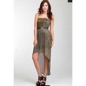 Bebe Metallic Strapless Dress