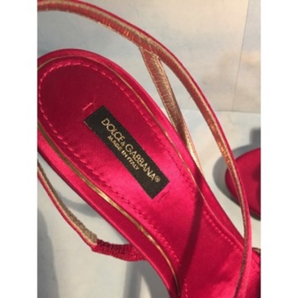 NEW DOLCE&GABBANA RED SATIN SHOES - Picture 4 of 4