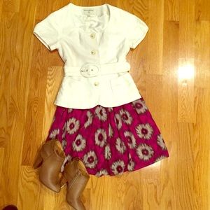 Banana Republic white belted linen top