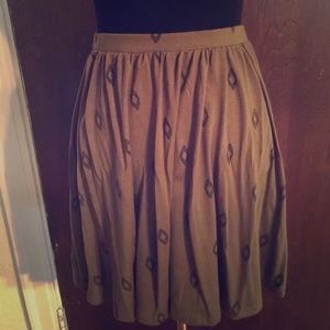 High waisted olive skater skirt