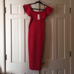 Ruffles off the shoulder valentines dress