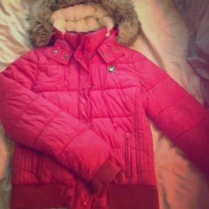American eagle dark pink coat