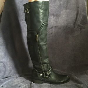 Black leather over the knee boots by Miss Sixty