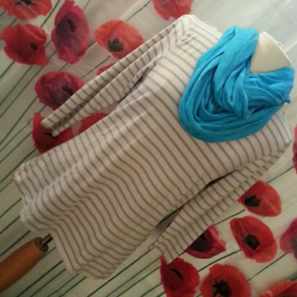 J Jill grey striped stretch knit top