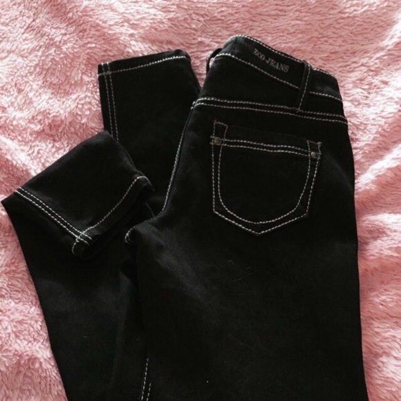 ZCO black skinny jeans with white stitching