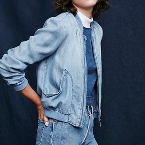 BDG Chambray Drapey Bomber Jacket