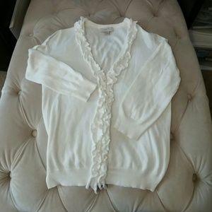 LOFT 3/4 sleeve white cardigan